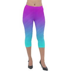 Background-pink-blue-gradient Lightweight Velour Capri Leggings 