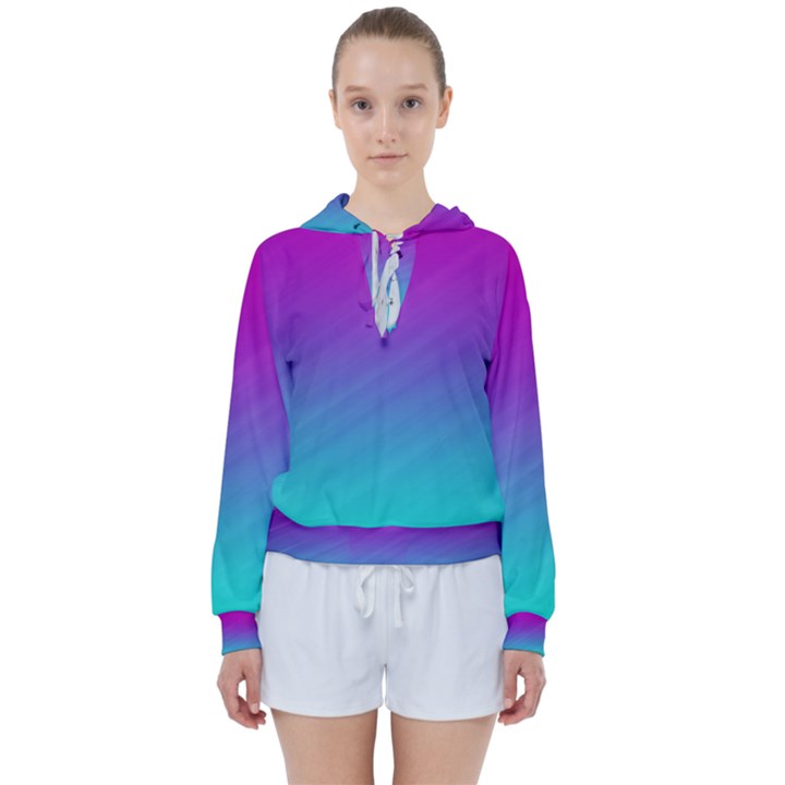 Background-pink-blue-gradient Women s Tie Up Sweat