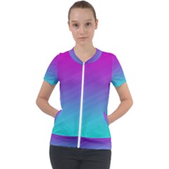 Background-pink-blue-gradient Short Sleeve Zip Up Jacket