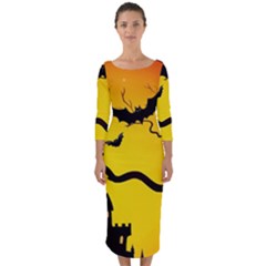 Halloween Night Terrors Quarter Sleeve Midi Bodycon Dress by Ket1n9