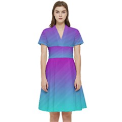 Background-pink-blue-gradient Short Sleeve Waist Detail Dress