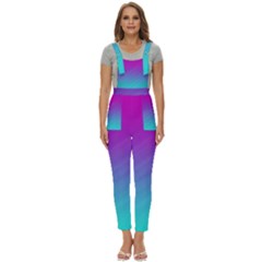 Background-pink-blue-gradient Women s Pinafore Overalls Jumpsuit