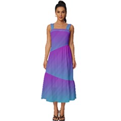 Background-pink-blue-gradient Square Neckline Tiered Midi Dress