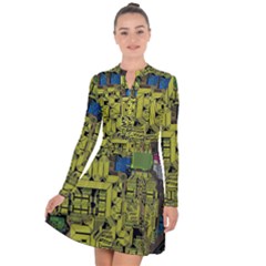 Technology Circuit Board Long Sleeve Panel Dress by Ket1n9