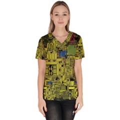 Technology Circuit Board Women s V-neck Scrub Top by Ket1n9