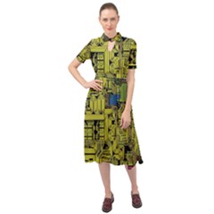 Technology Circuit Board Keyhole Neckline Chiffon Dress by Ket1n9