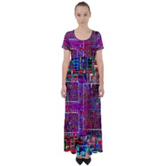 Technology Circuit Board Layout Pattern High Waist Short Sleeve Maxi Dress by Ket1n9