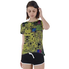 Technology Circuit Board Short Sleeve Open Back T-shirt by Ket1n9
