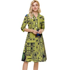 Technology Circuit Board Classy Knee Length Dress by Ket1n9