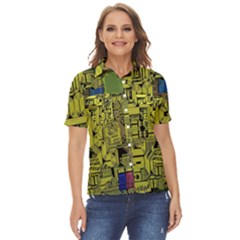 Technology Circuit Board Women s Short Sleeve Double Pocket Shirt