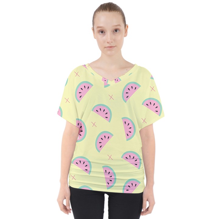 Watermelon Wallpapers  Creative Illustration And Patterns V-Neck Dolman Drape Top