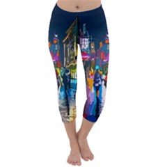 Abstract-vibrant-colour-cityscape Capri Winter Leggings  by Ket1n9