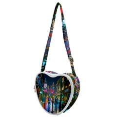 Abstract-vibrant-colour-cityscape Heart Shoulder Bag by Ket1n9