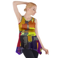 Abstract-vibrant-colour Side Drop Tank Tunic by Ket1n9