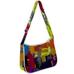 Abstract-vibrant-colour Zip Up Shoulder Bag by Ket1n9