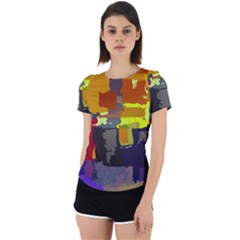 Abstract-vibrant-colour Back Cut Out Sport T-shirt by Ket1n9