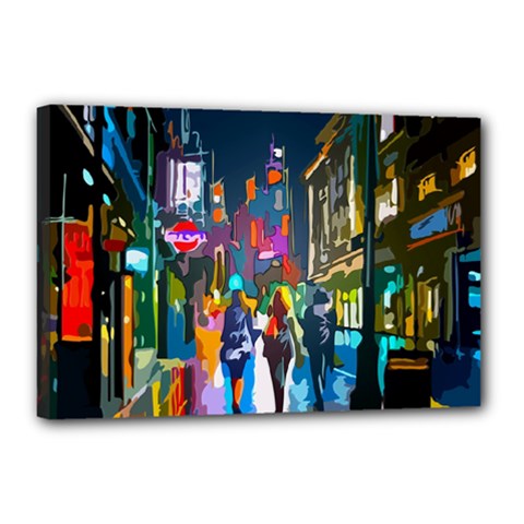 Abstract-vibrant-colour-cityscape Canvas 18  X 12  (stretched)