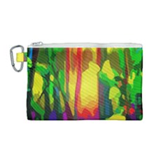 Abstract-vibrant-colour-botany Canvas Cosmetic Bag (medium) by Ket1n9
