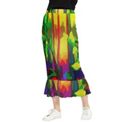 Abstract-vibrant-colour-botany Maxi Fishtail Chiffon Skirt by Ket1n9