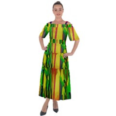 Abstract-vibrant-colour-botany Shoulder Straps Boho Maxi Dress 