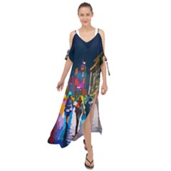 Abstract-vibrant-colour-cityscape Maxi Chiffon Cover Up Dress