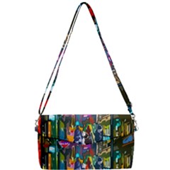 Abstract-vibrant-colour-cityscape Removable Strap Clutch Bag by Ket1n9