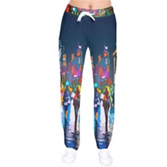 Abstract-vibrant-colour-cityscape Women Velvet Drawstring Pants by Ket1n9