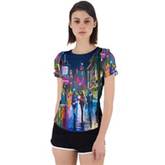 Abstract-vibrant-colour-cityscape Back Cut Out Sport T-shirt by Ket1n9
