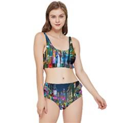 Abstract-vibrant-colour-cityscape Frilly Bikini Set by Ket1n9