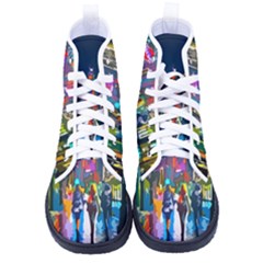 Abstract-vibrant-colour-cityscape Women s High-top Canvas Sneakers by Ket1n9