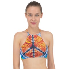 Tie Dye Peace Sign Halter Bikini Top by Ket1n9