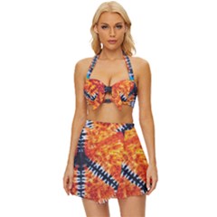 Tie Dye Peace Sign Vintage Style Bikini Top And Skirt Set  by Ket1n9