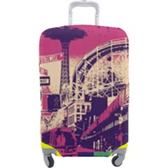 Pink City Retro Vintage Futurism Art Luggage Cover (large) by Ket1n9