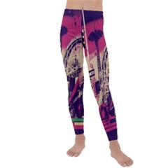 Pink City Retro Vintage Futurism Art Kids  Lightweight Velour Leggings