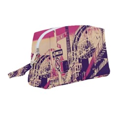 Pink City Retro Vintage Futurism Art Wristlet Pouch Bag (Medium)