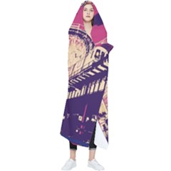 Pink City Retro Vintage Futurism Art Wearable Blanket by Ket1n9