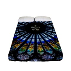 Stained Glass Rose Window In France s Strasbourg Cathedral Fitted Sheet (full/ Double Size) by Ket1n9