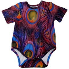 Pretty Peacock Feather Baby Short Sleeve Bodysuit by Ket1n9