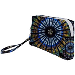 Stained Glass Rose Window In France s Strasbourg Cathedral Wristlet Pouch Bag (small) by Ket1n9