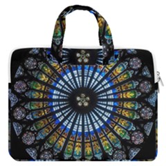 Stained Glass Rose Window In France s Strasbourg Cathedral Macbook Pro 16  Double Pocket Laptop Bag  by Ket1n9