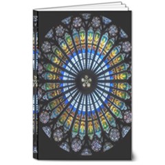 Stained Glass Rose Window In France s Strasbourg Cathedral 8  X 10  Softcover Notebook by Ket1n9