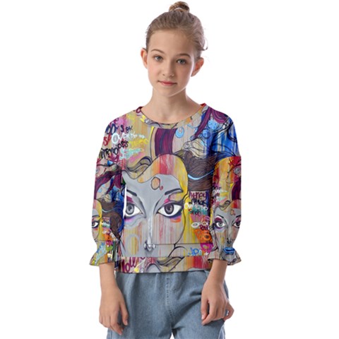 Graffiti-mural-street-art-painting Kids  Cuff Sleeve Top by Ket1n9