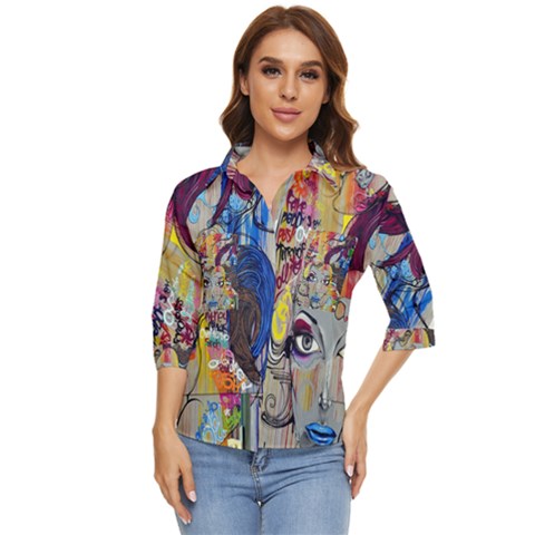 Graffiti-mural-street-art-painting Women s Quarter Sleeve Pocket Shirt by Ket1n9