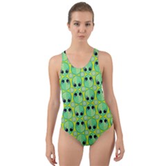 Alien Pattern- Cut-out Back One Piece Swimsuit by Ket1n9