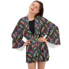 Alien Patterns Vector Graphic Long Sleeve Kimono by Ket1n9