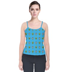 Alien Pattern Velvet Spaghetti Strap Top by Ket1n9