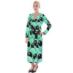 Art Alien Pattern Velvet Maxi Wrap Dress by Ket1n9