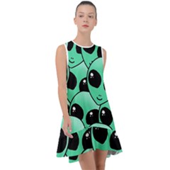 Art Alien Pattern Frill Swing Dress by Ket1n9