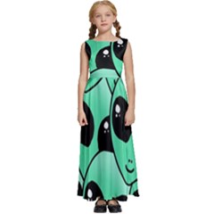 Art Alien Pattern Kids  Satin Sleeveless Maxi Dress by Ket1n9