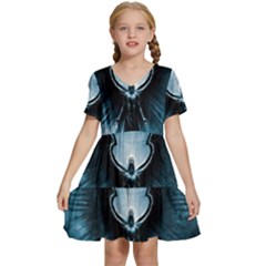 Rising Angel Fantasy Kids  Short Sleeve Tiered Mini Dress by Ket1n9